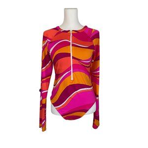 TRINA TURK Vivid Vista One Piece Swim Paddle Suit Rash / NWT / Size M, Size L